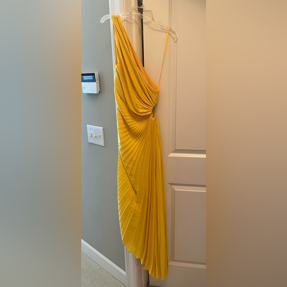 A.L.C One Shoulder Yellow Pleated Dress NWT